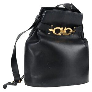 Salvatore Ferragamo Shoulder Bag Leather Gold Black
